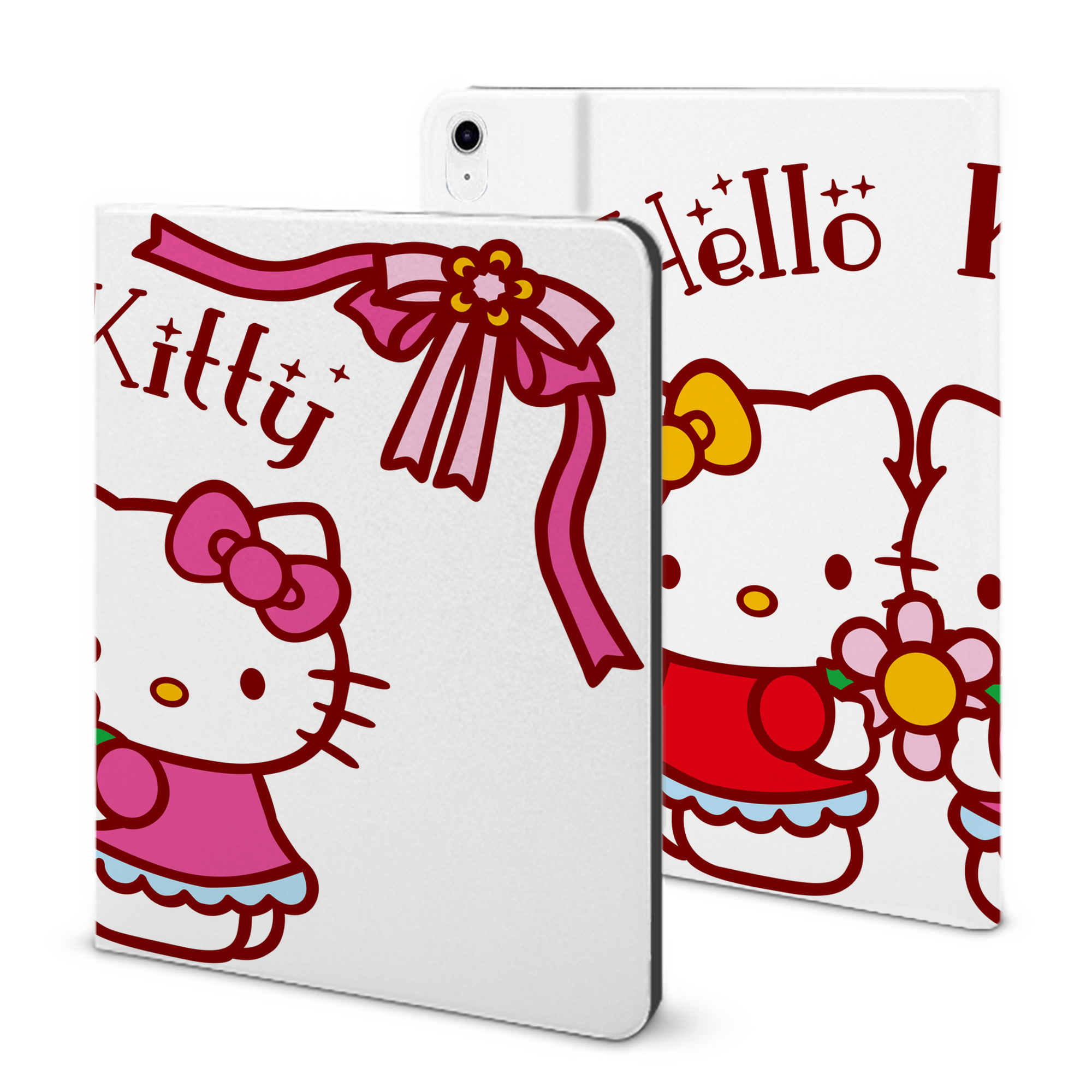 （画像用） Hello Kitty ハローキティ IPad ケース ブック型 PUレザー TPU 耐衝撃 軽量 薄型 ペン収納なし 全面保護 IPad 各モデル対応